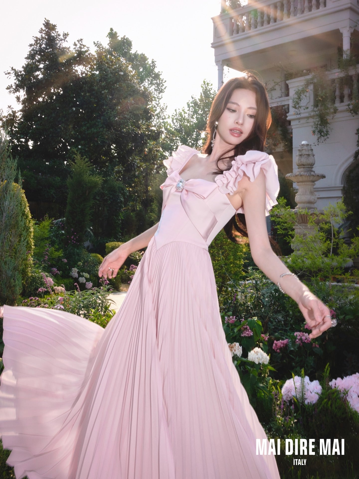 MAI DIRE MAI Pink Bow Maxi Dress