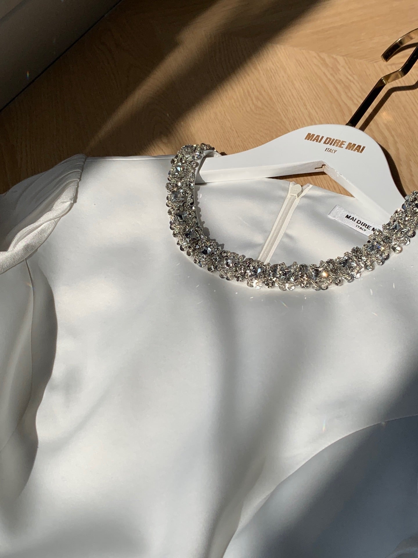 MAI DIRE MAI White Diamond Long-Sleeved Mini Dress