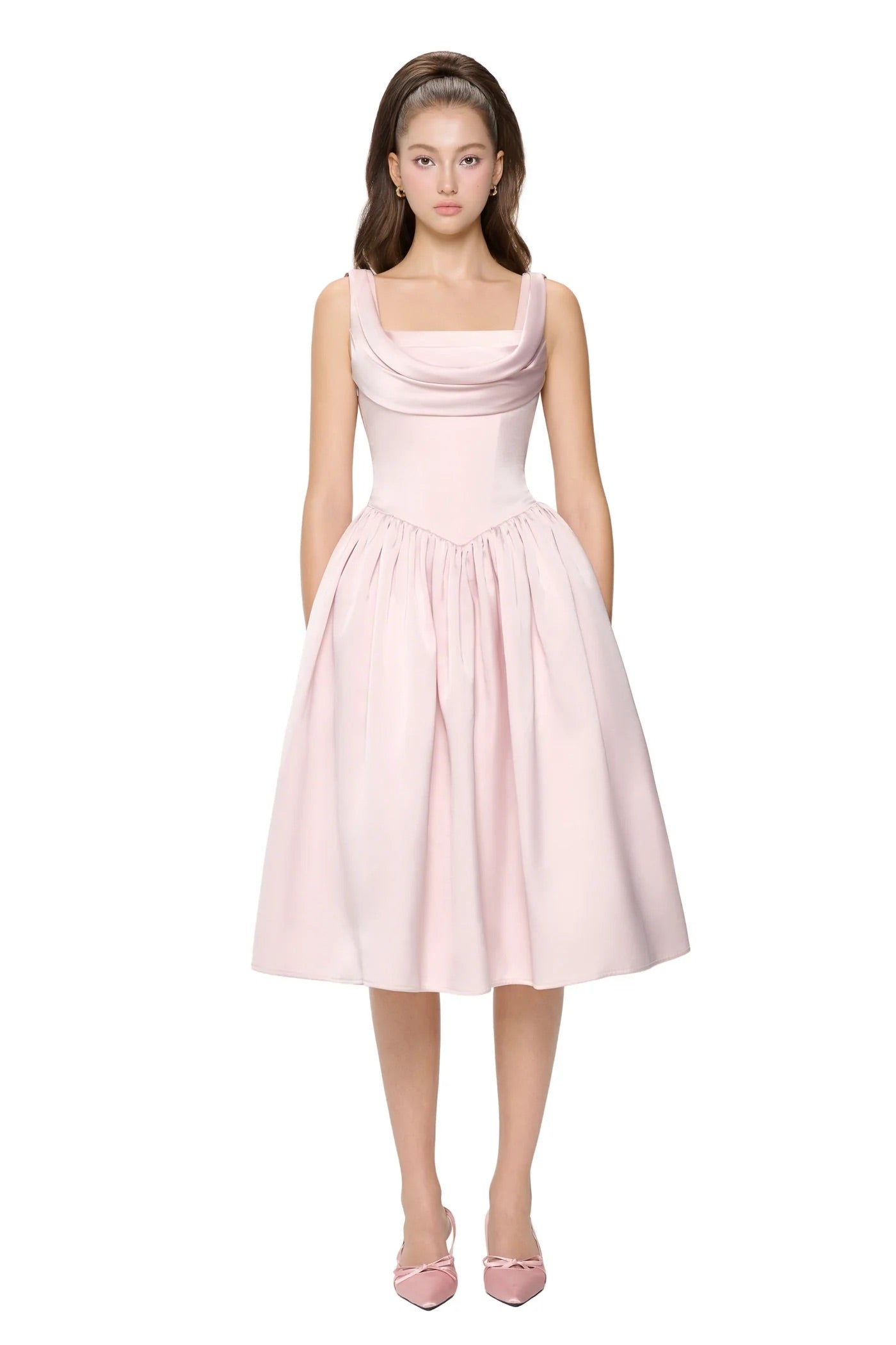 JUBIN Pink Elegant Midi Dress