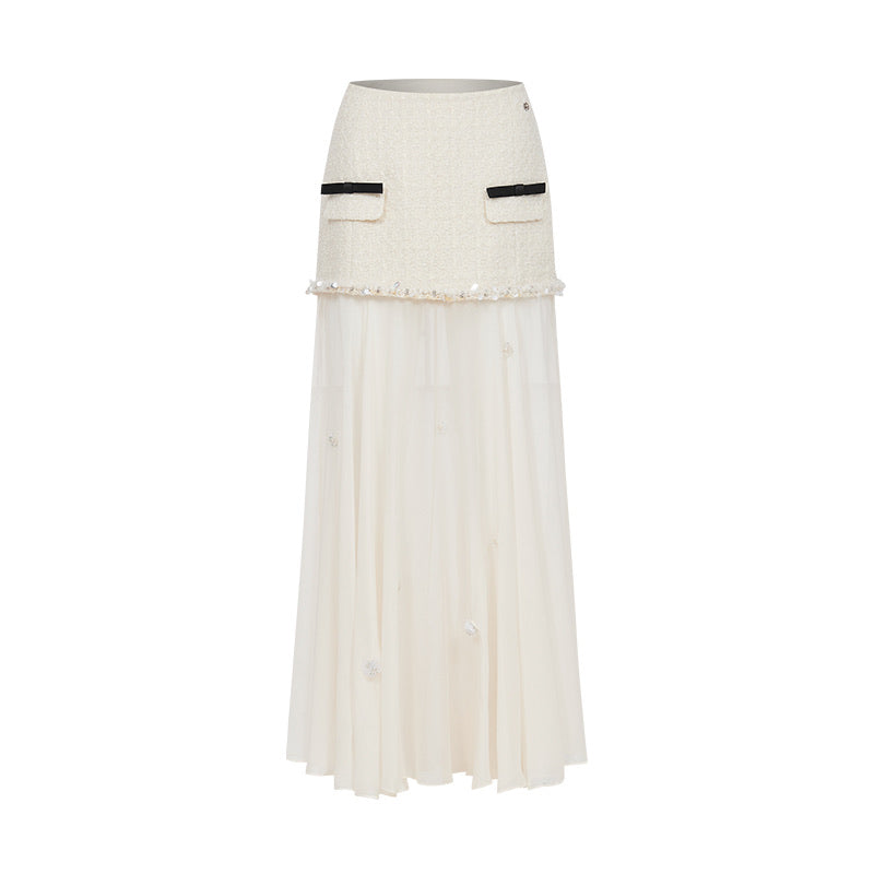 SHEERLUCK Formal White Coat & Midi Skirt