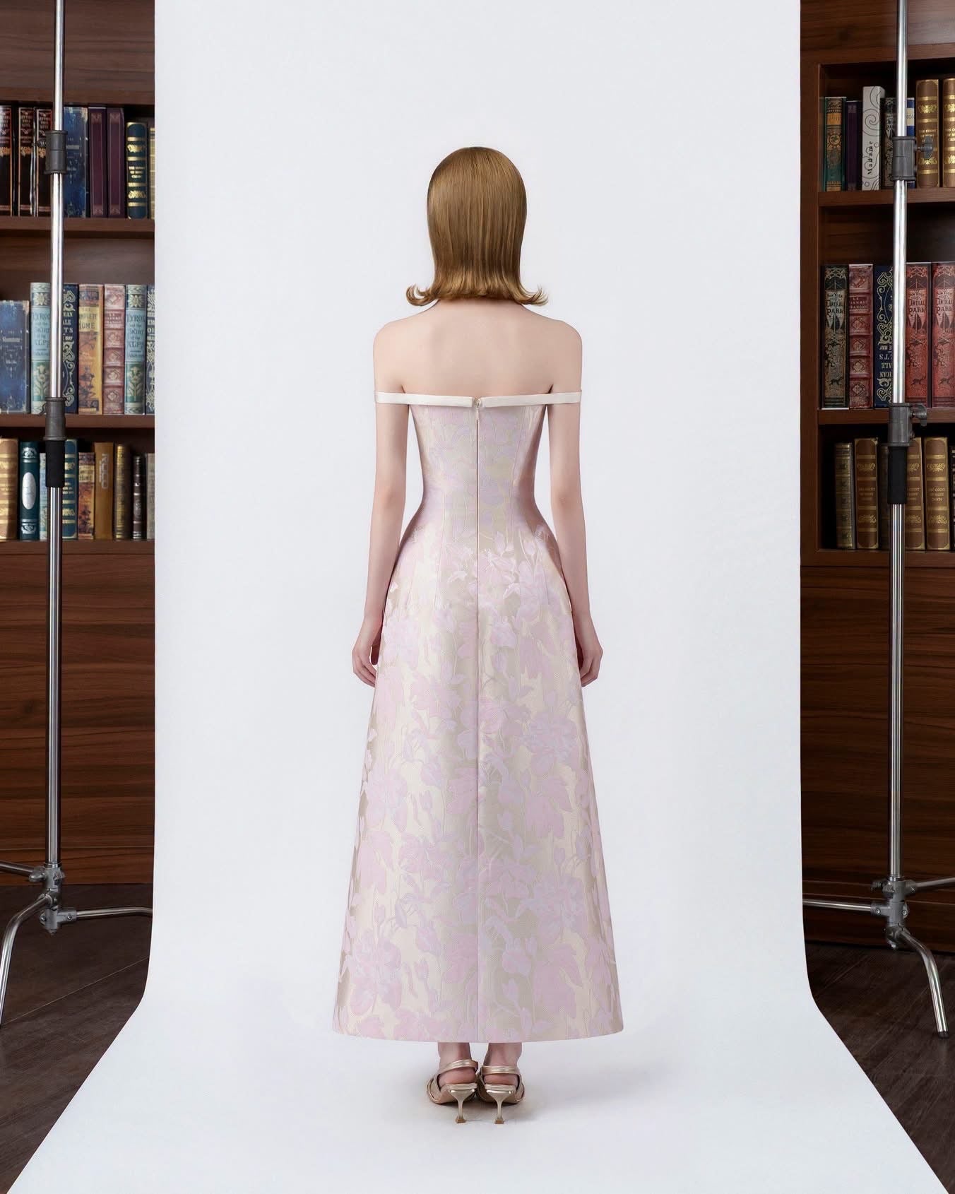 DETHEIA Elegant Vintage Pink Brigitte Maxi Dress