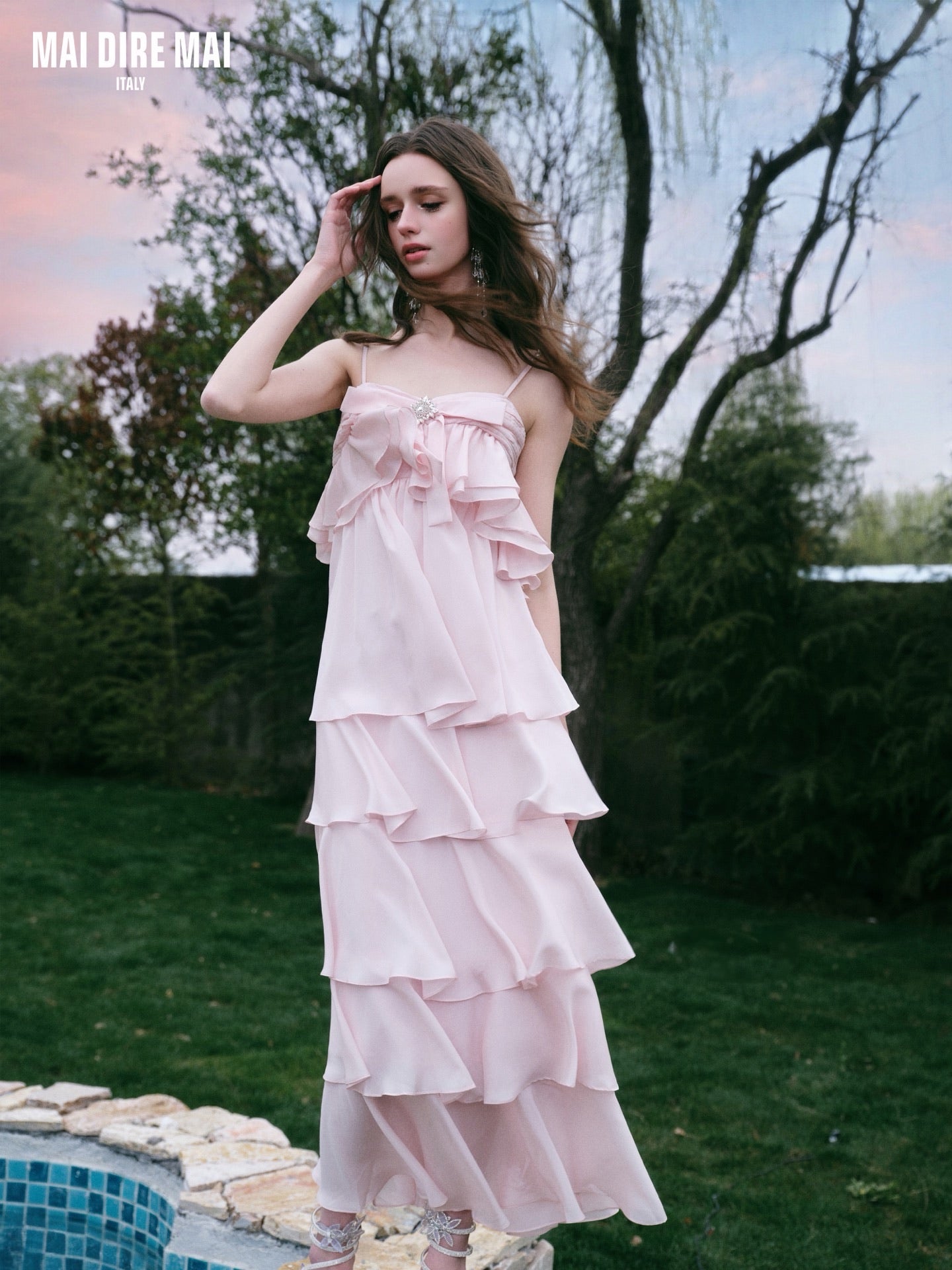 MAI DIRE MAI Sweet Elegant Pink Romantic Maxi Dresso