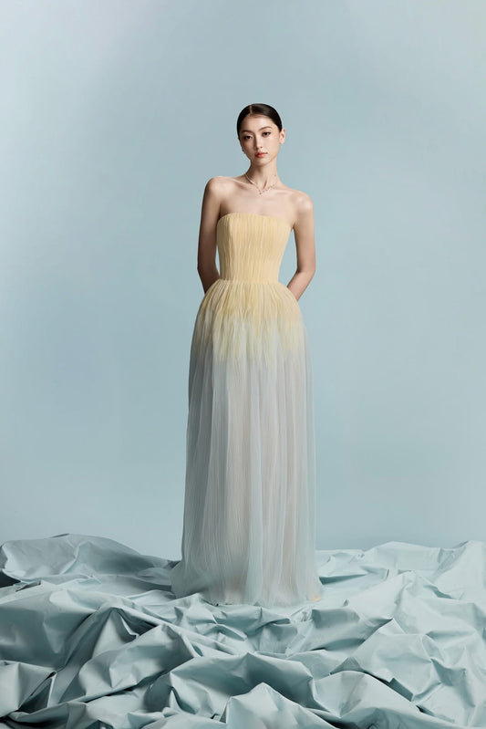 BYDI Elegant Minimalist Blue Penoy Maxi Dress
