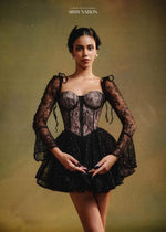 Black Lace Clover Corset Mini Dress