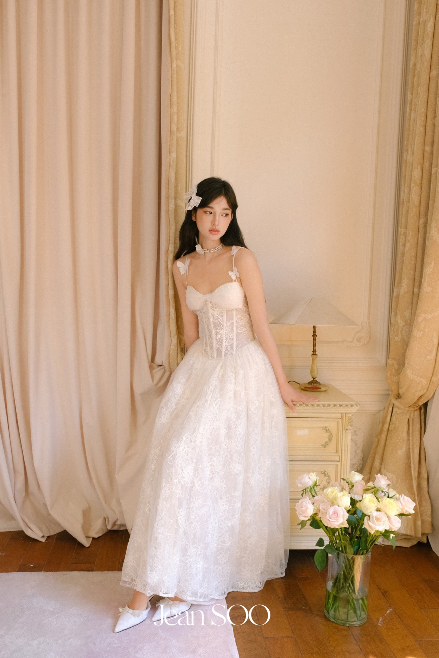 JEAN SOO White Lace Maxi Dress