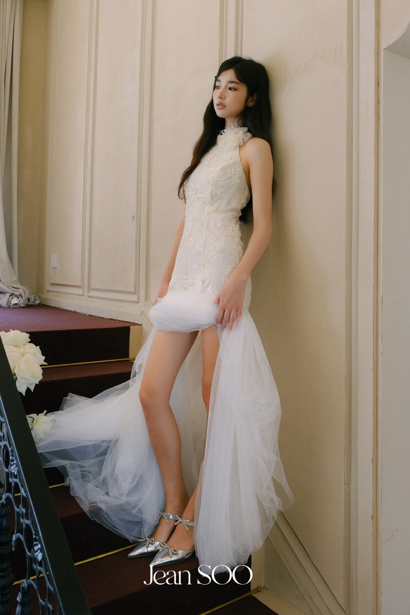 JEAN SOO White Lace Maxi Dress