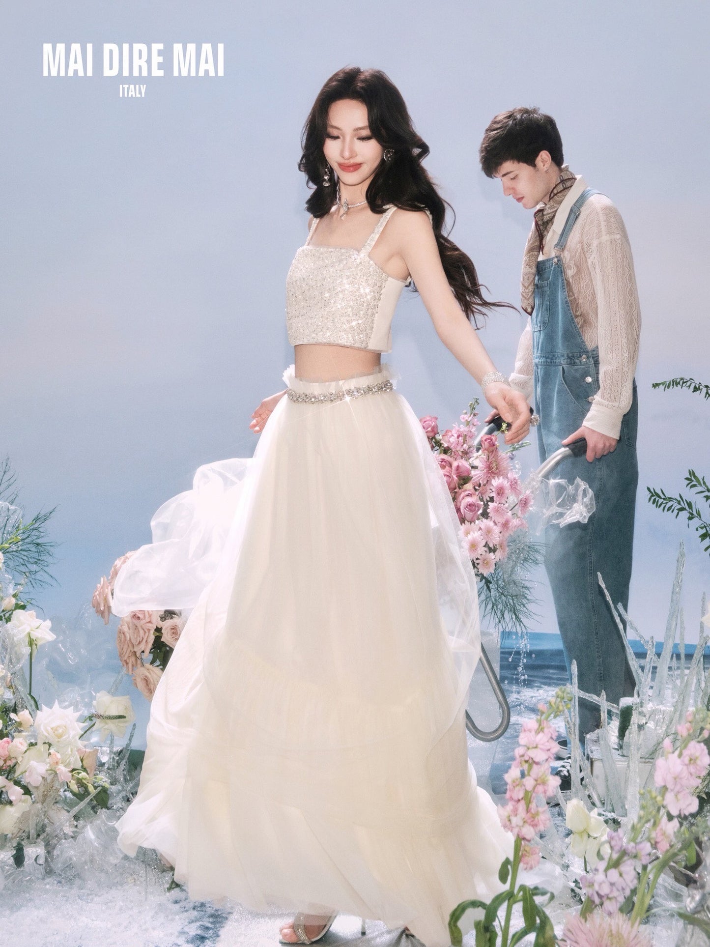 MAI DIRE MAI Cream Shining Top & Skirt