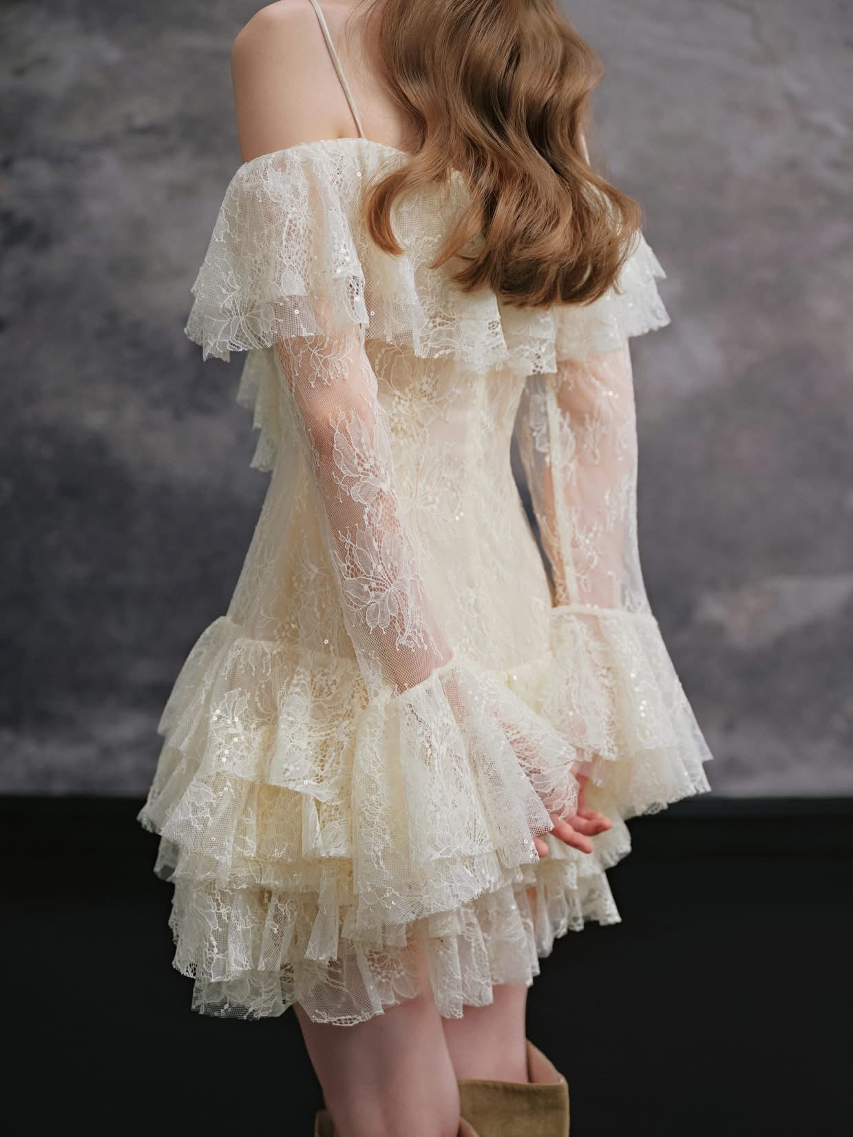 DELICATE Cream Minzy Lace Mini Dress