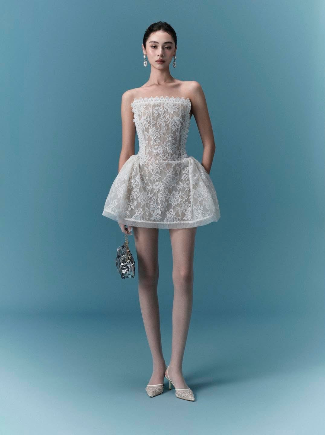 OIA STUDIOS White Sweet Elegant Hermia Mini Dress