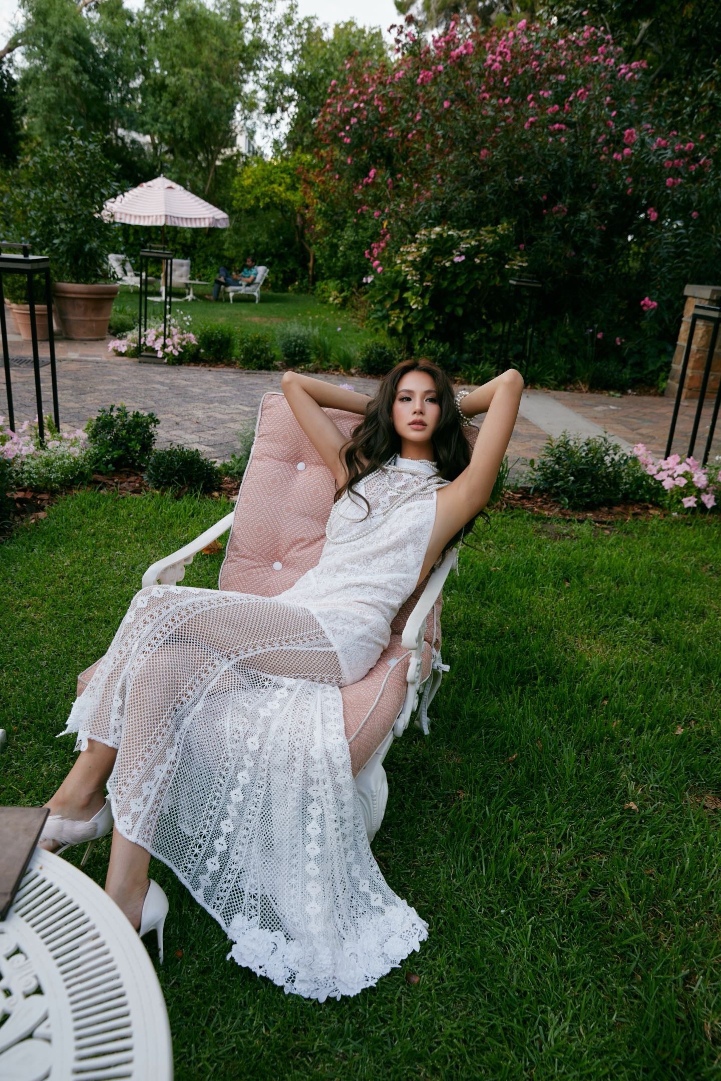 MIN PURA White Vacation Sweet Crescent Maxi Dress