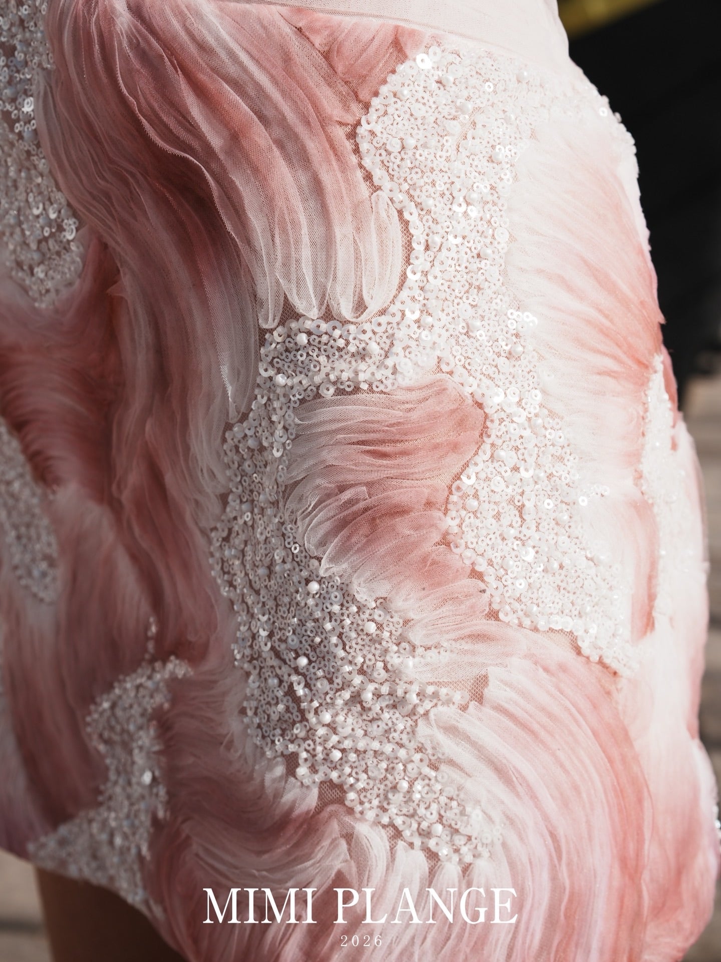 MIMI PLANGE Vacation Sweet Pink Beaded Yarn Mini Dress