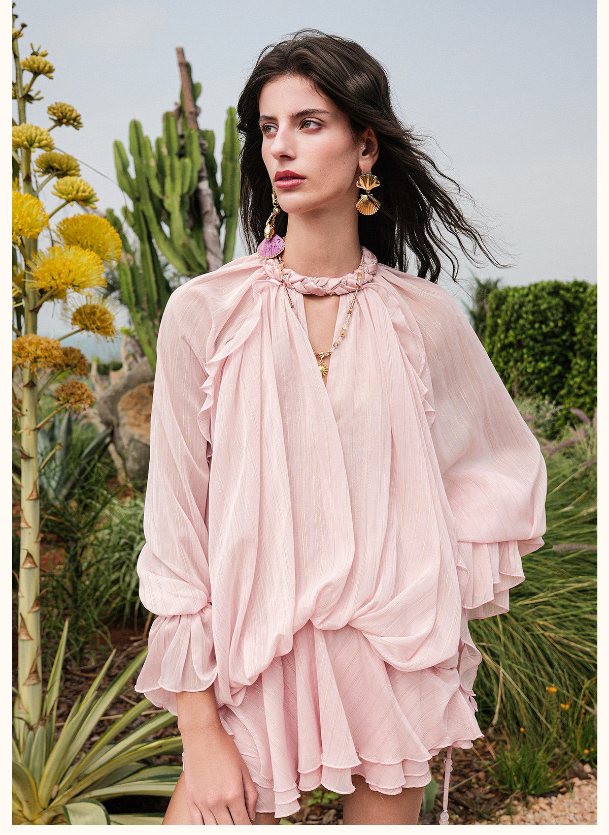 SHEERLUCK Vacation Fairycore Nude Murano Mini Dress