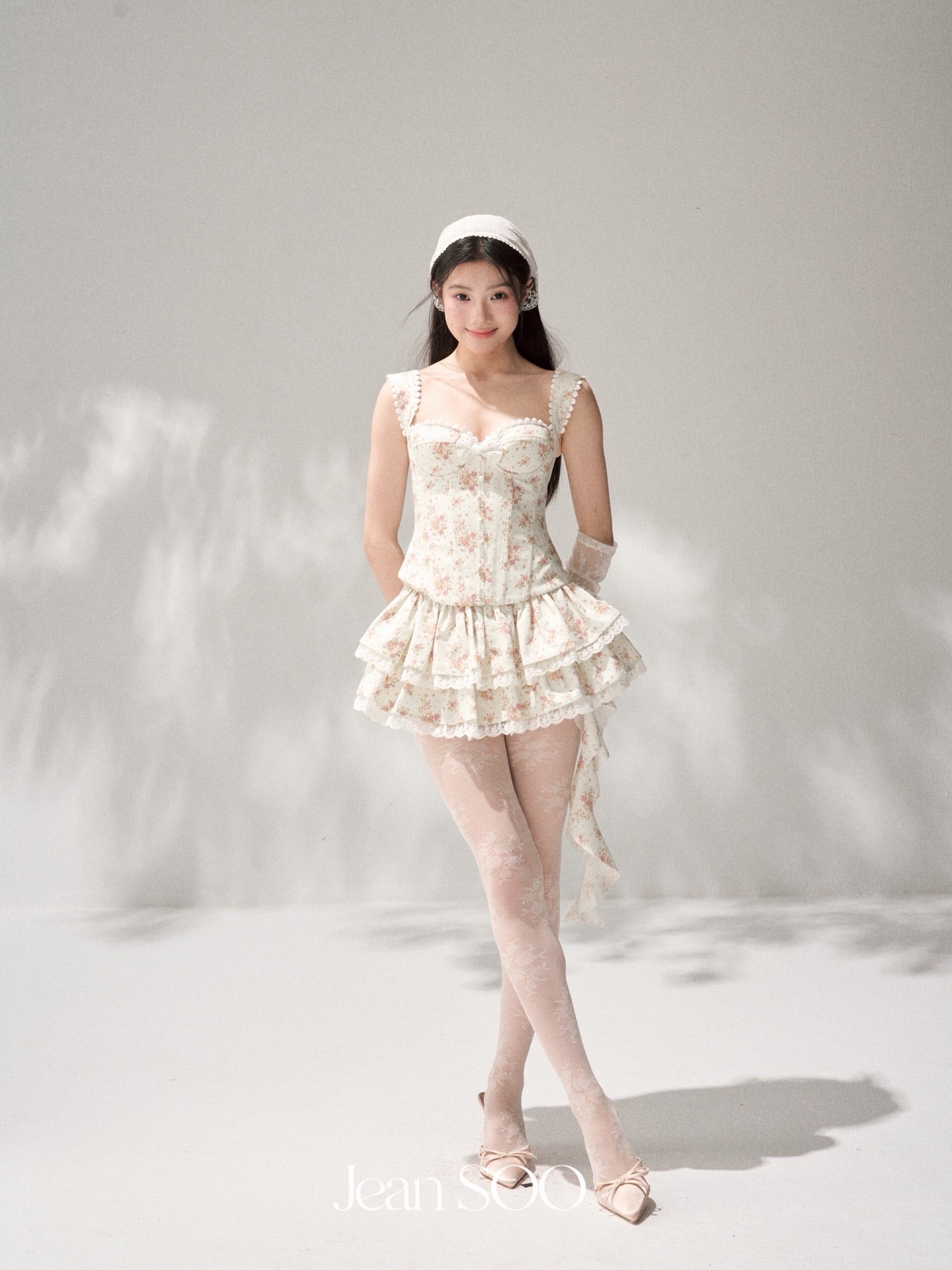 JEAN SOO Sweet Vacation White Floral  Top & Skirt