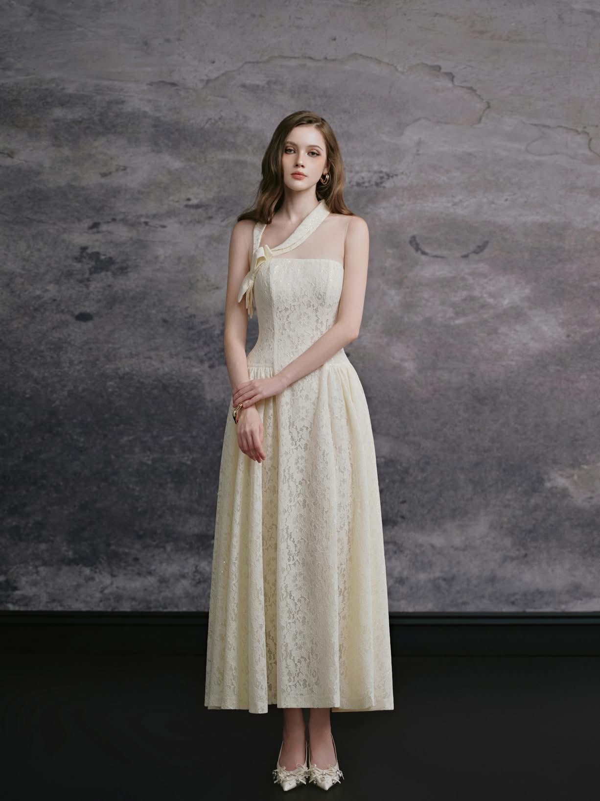 DELICATE Cream Maxi Dress