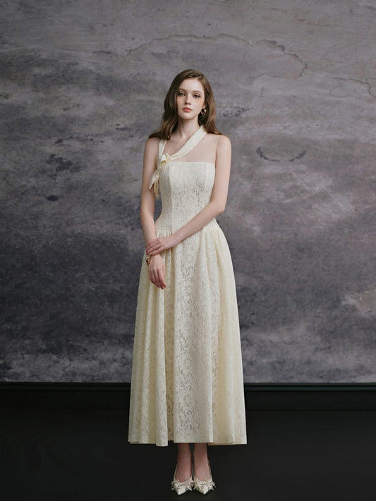 DELICATE Cream Maxi Dress