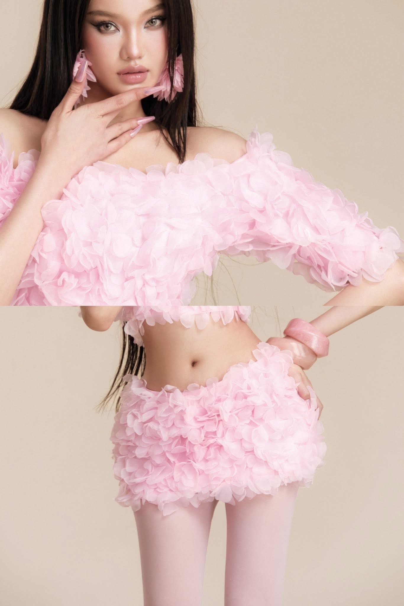 MAEL FEMME Sexy Sweet Pink Lilac Top & Skirt