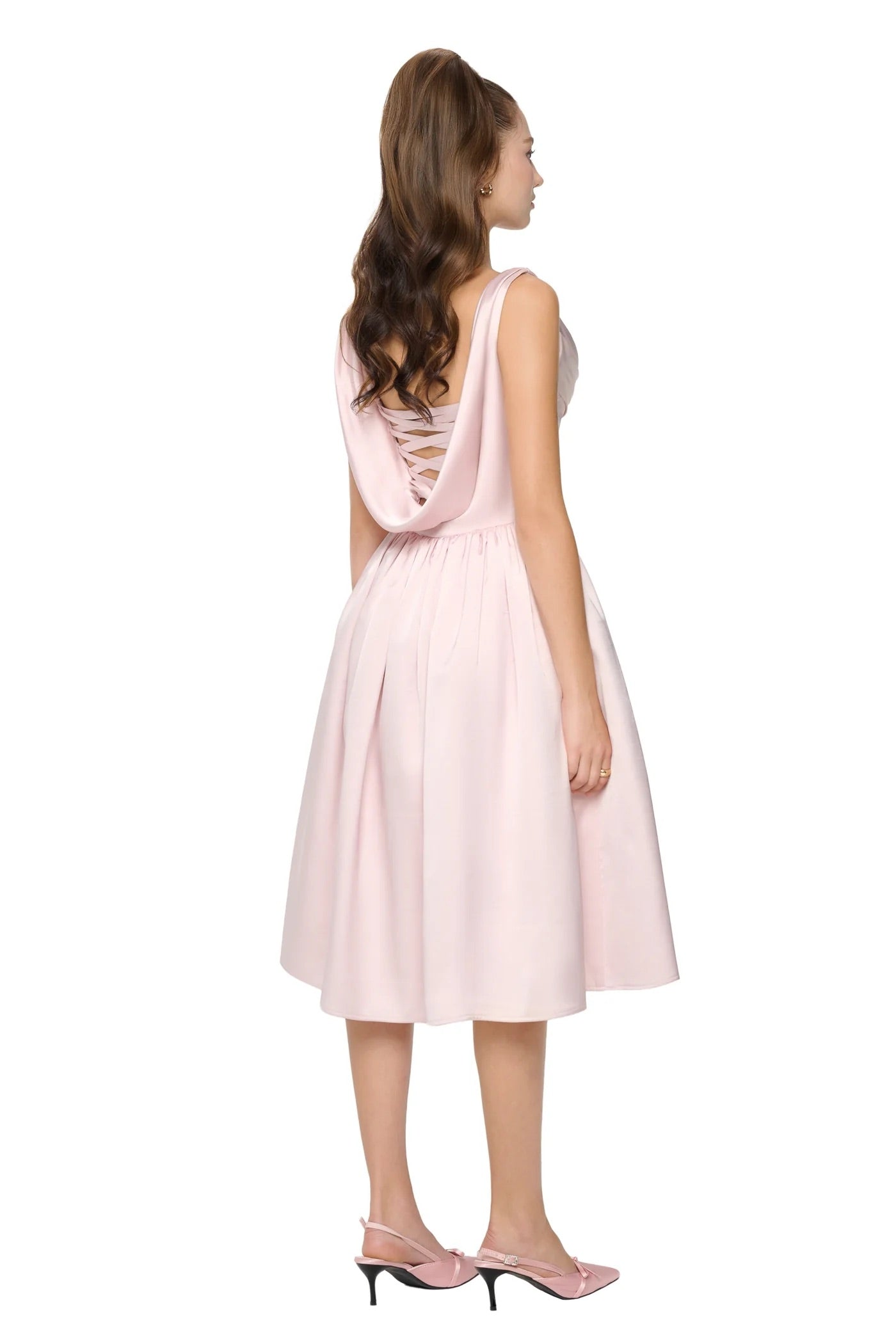 JUBIN Pink Elegant Midi Dress