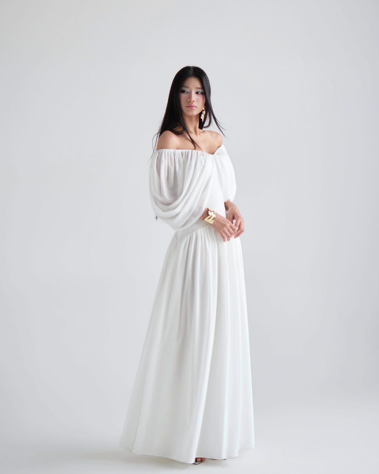 DELICIAE White Knit Orchid Maxi Dress