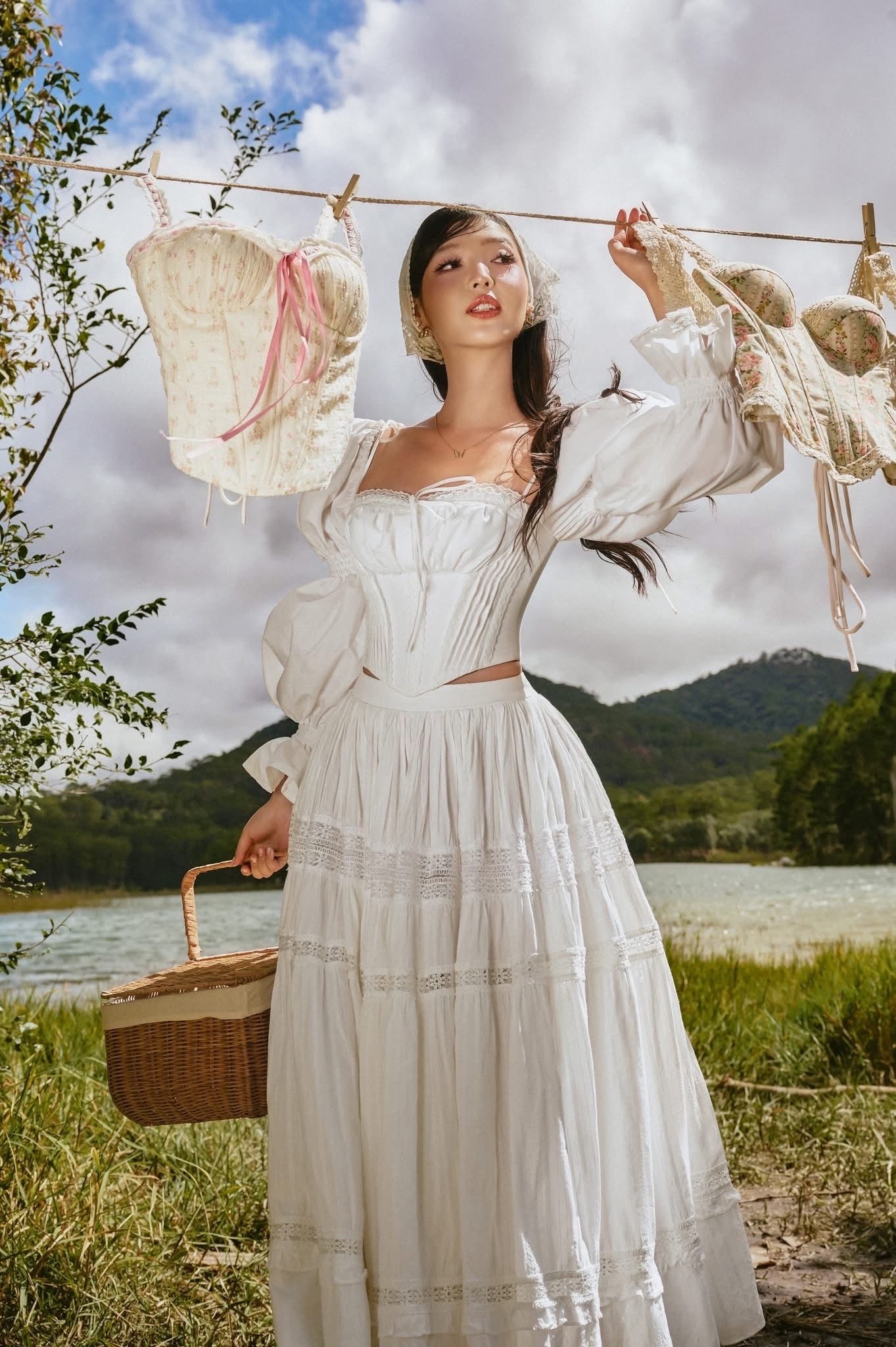 SISSY NATION Sweet Elegant Fairycore White Layla Top & Skirt