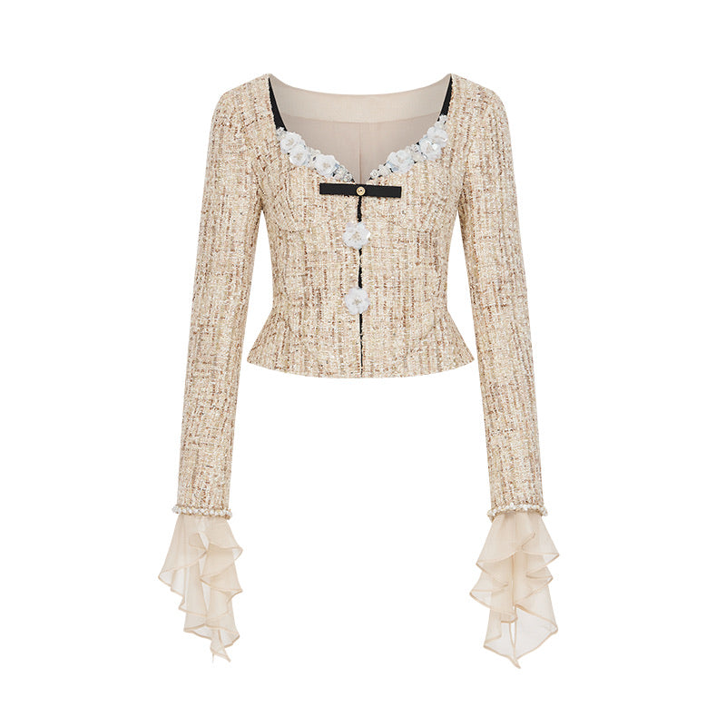 SHEERLUCK Formal White Coat & Midi Skirt