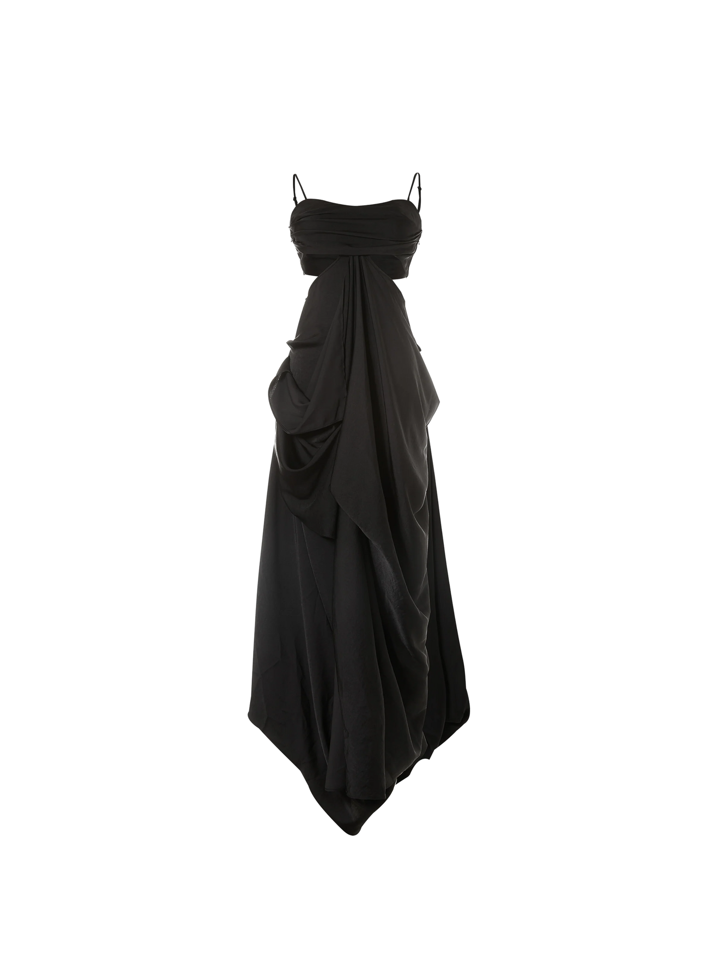 ELYWOOD BLACK PLEATED SEAM MAXI DRESS