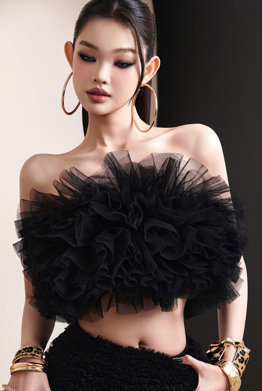 Mael Femme White& Black Ezili Top Jewel Short