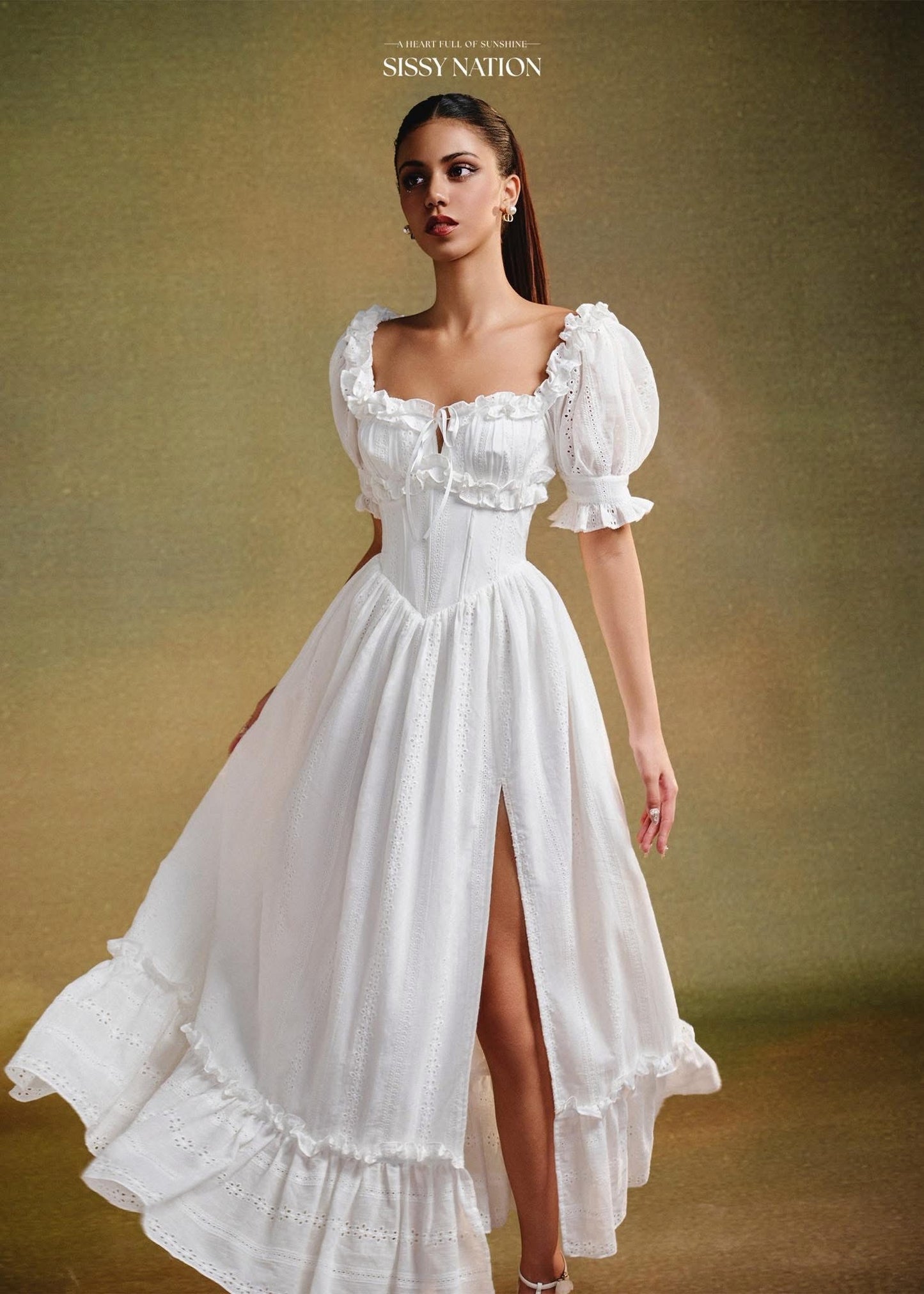 SISSY NATION White Miranda Corset Maxi Dress