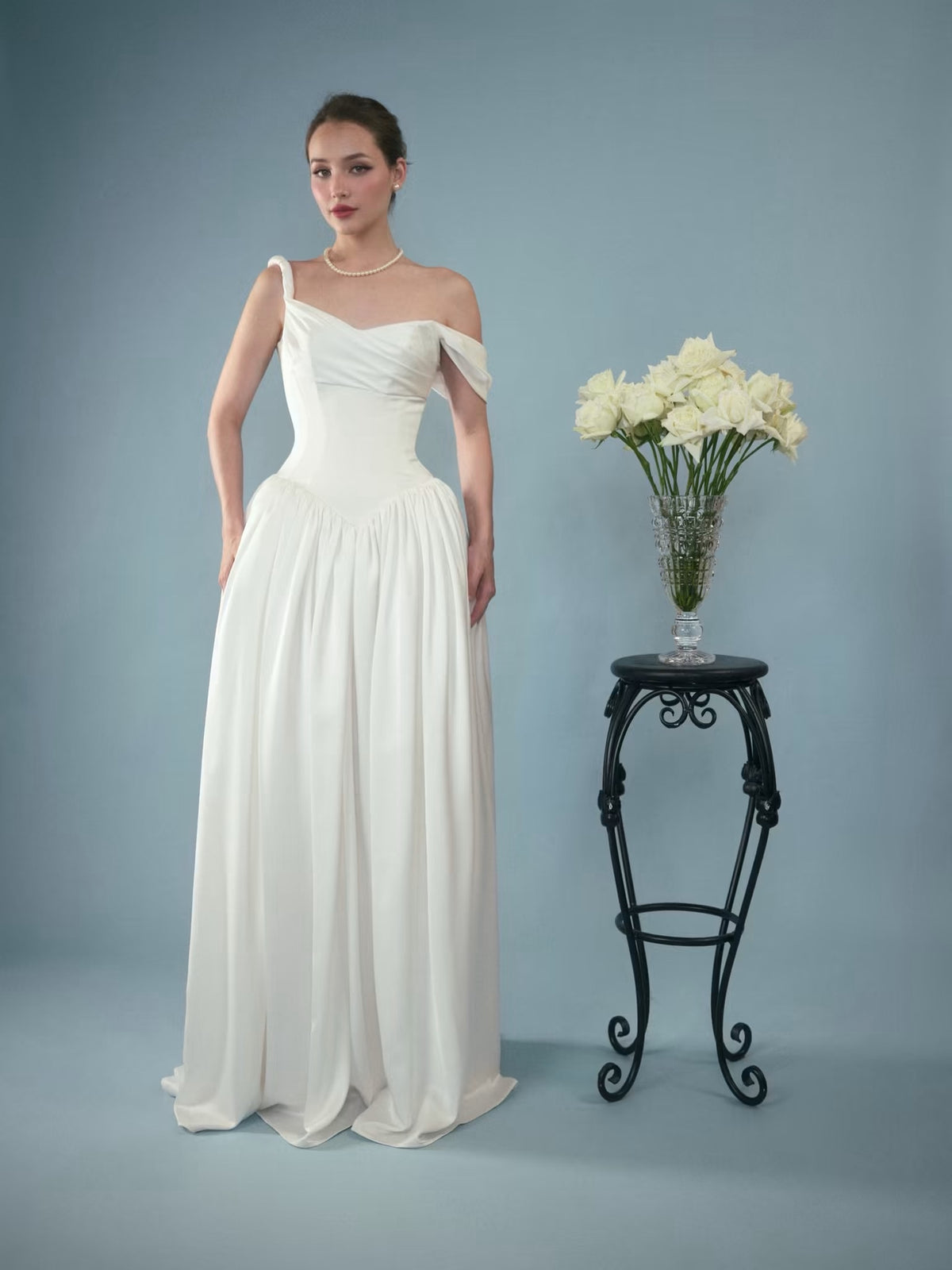 White Satin Eveline Maxi Dress