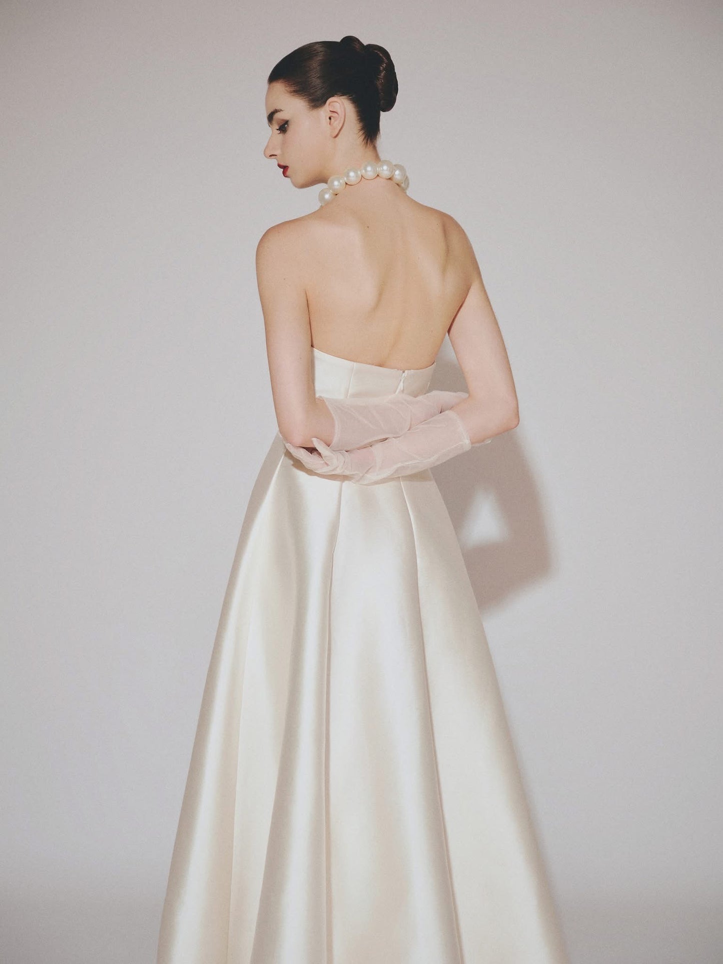 DELICIAE Cream Elegant Minimalist Athena Maxi Dress