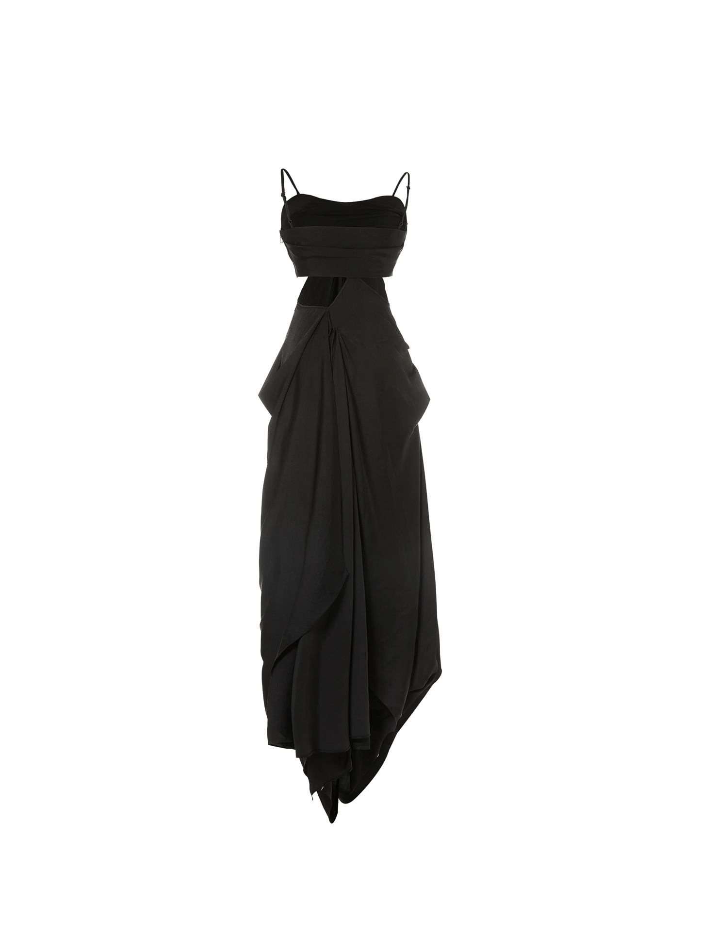 ELYWOOD BLACK PLEATED SEAM MAXI DRESS