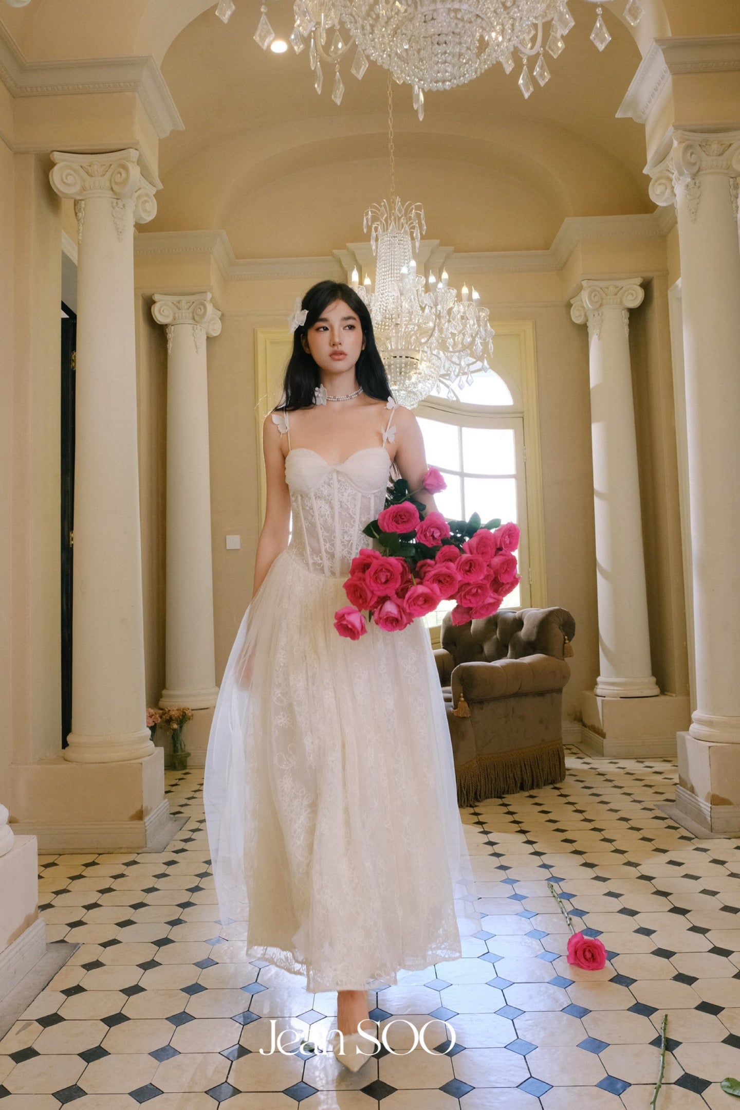 JEAN SOO White Lace Maxi Dress