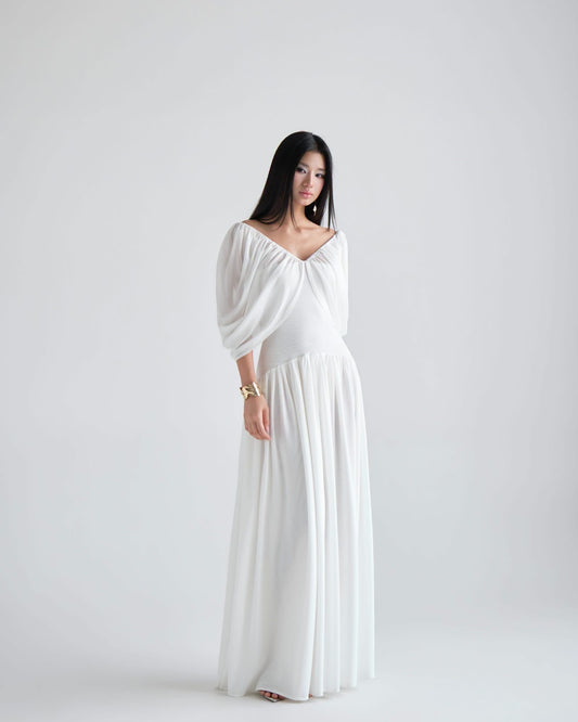 White Knit Orchid Maxi Dress