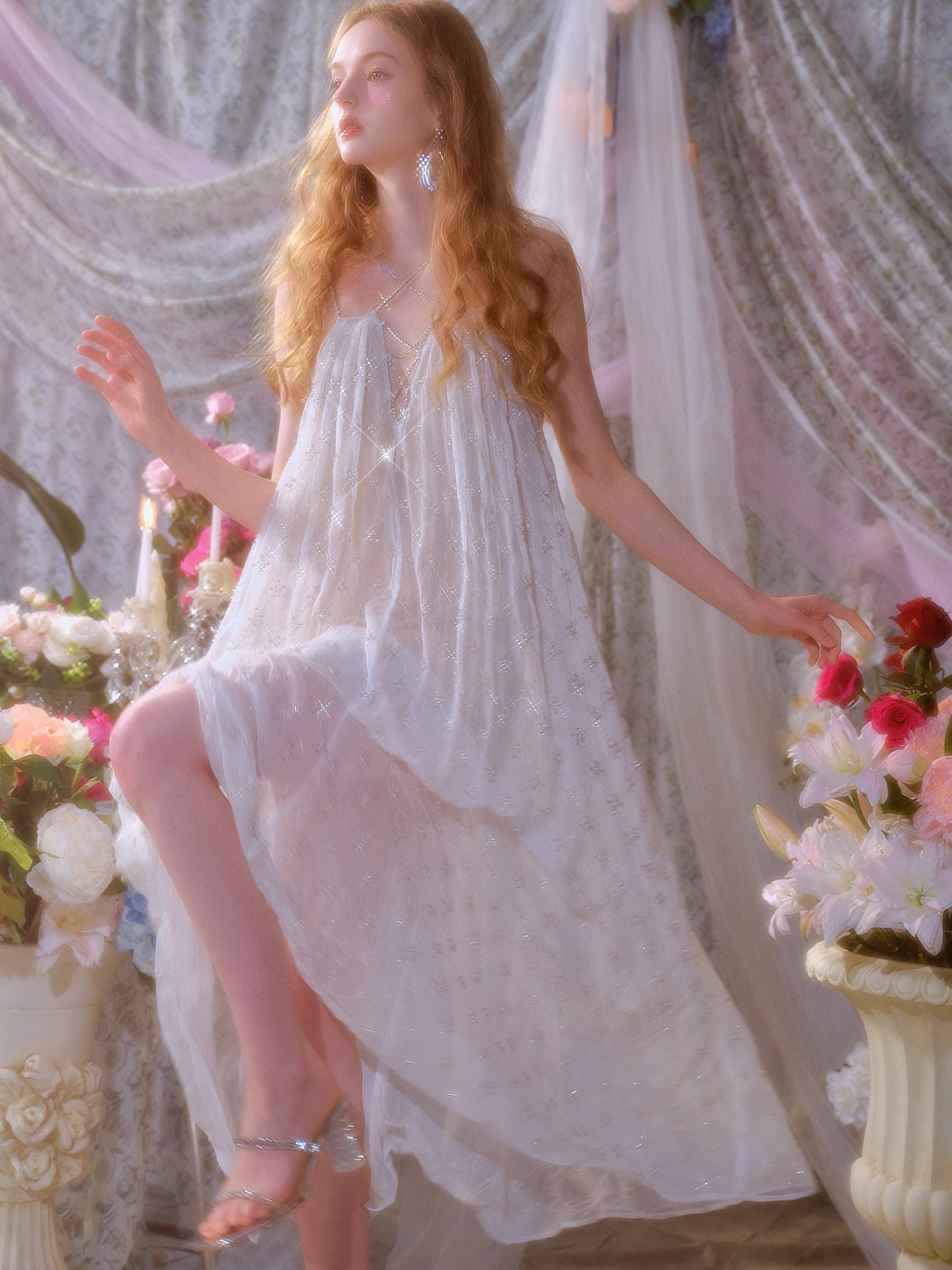 WARDROBE BY CHEN White Wedding Halter Maxi Dress