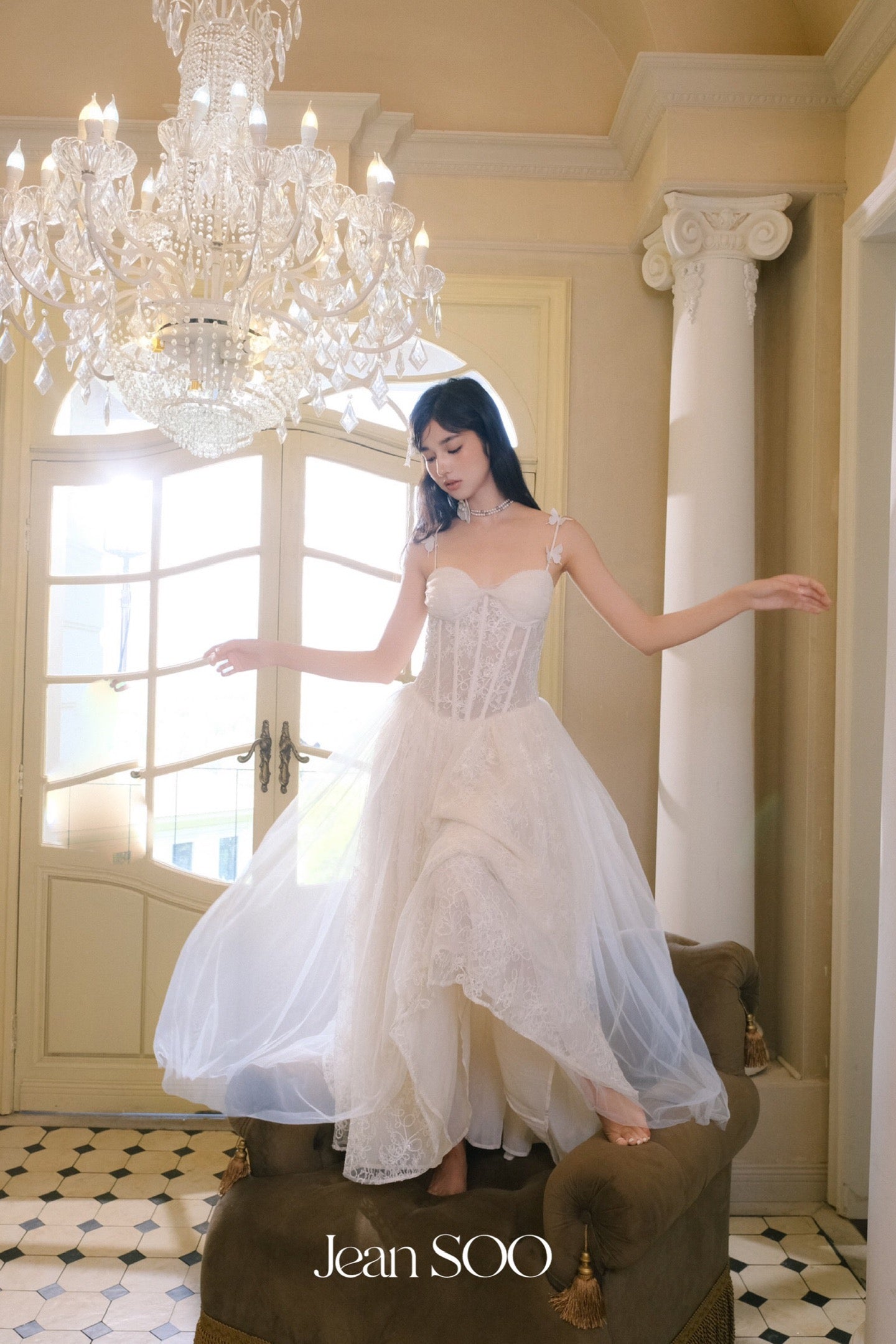 JEAN SOO White Lace Maxi Dress