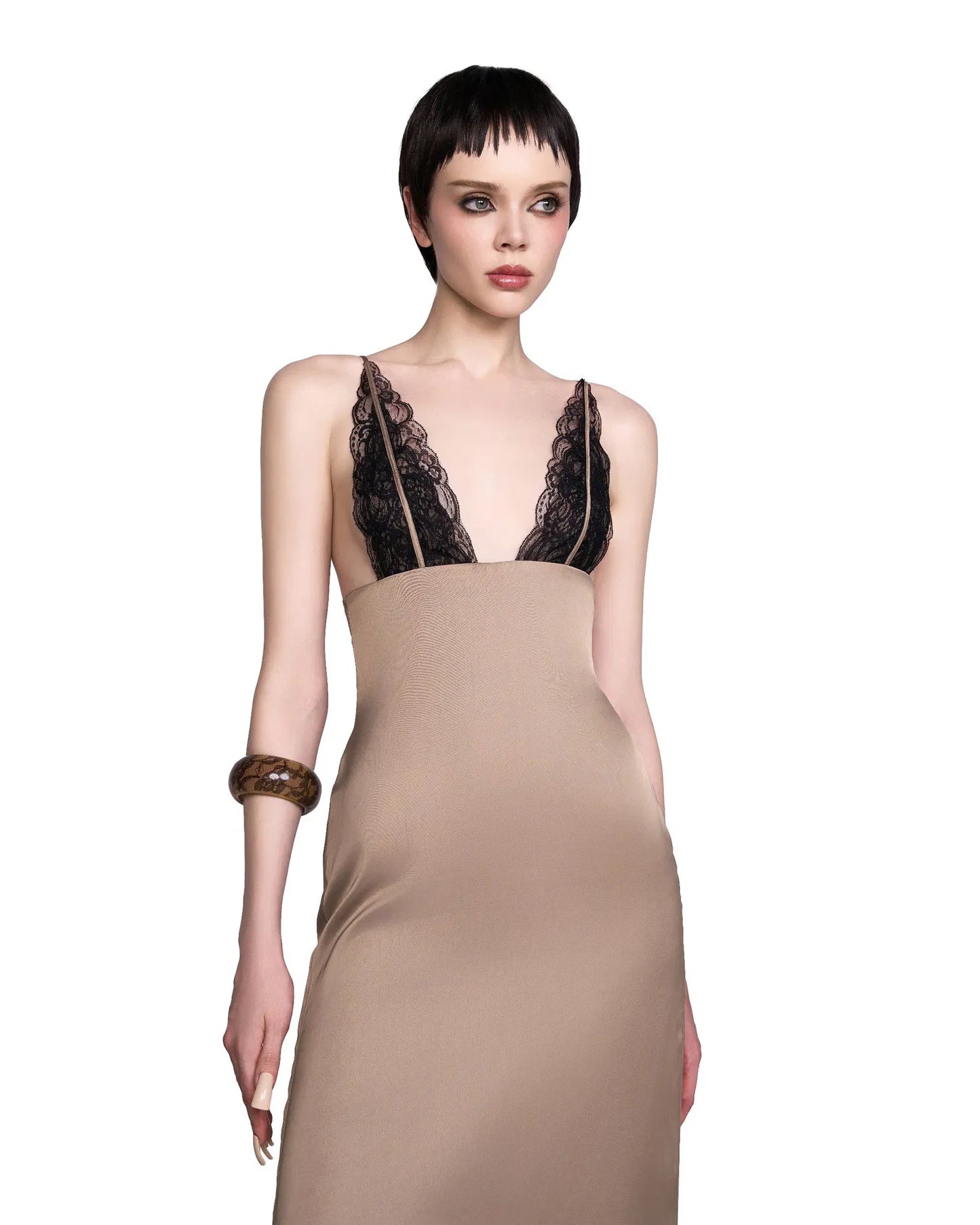 LSOUL BLACK& NUDE GAGA MAXI DRESS