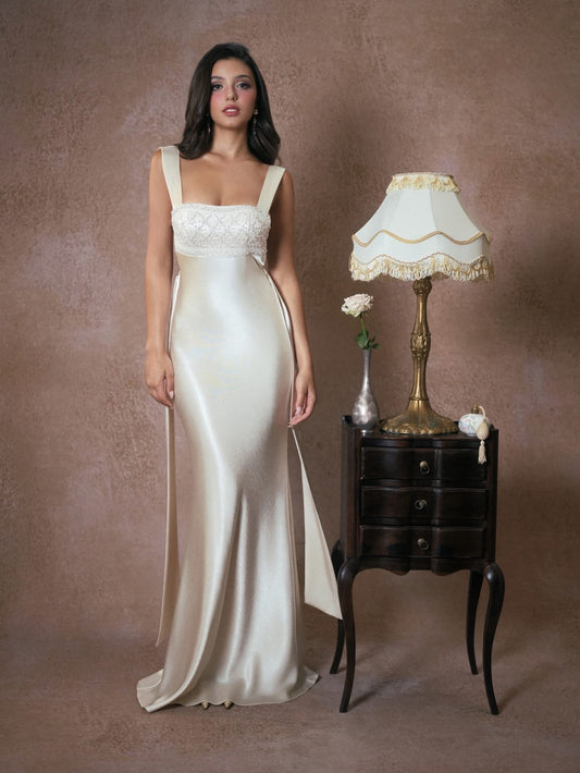 KISSERINE ATELIER Elegant Fairycore White Gown Renaisee Maxi Dress