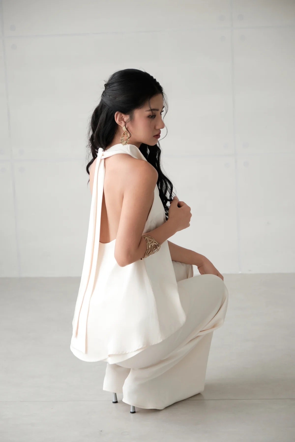 DELICIAE White Minimalist Kalia Set Top & Pants