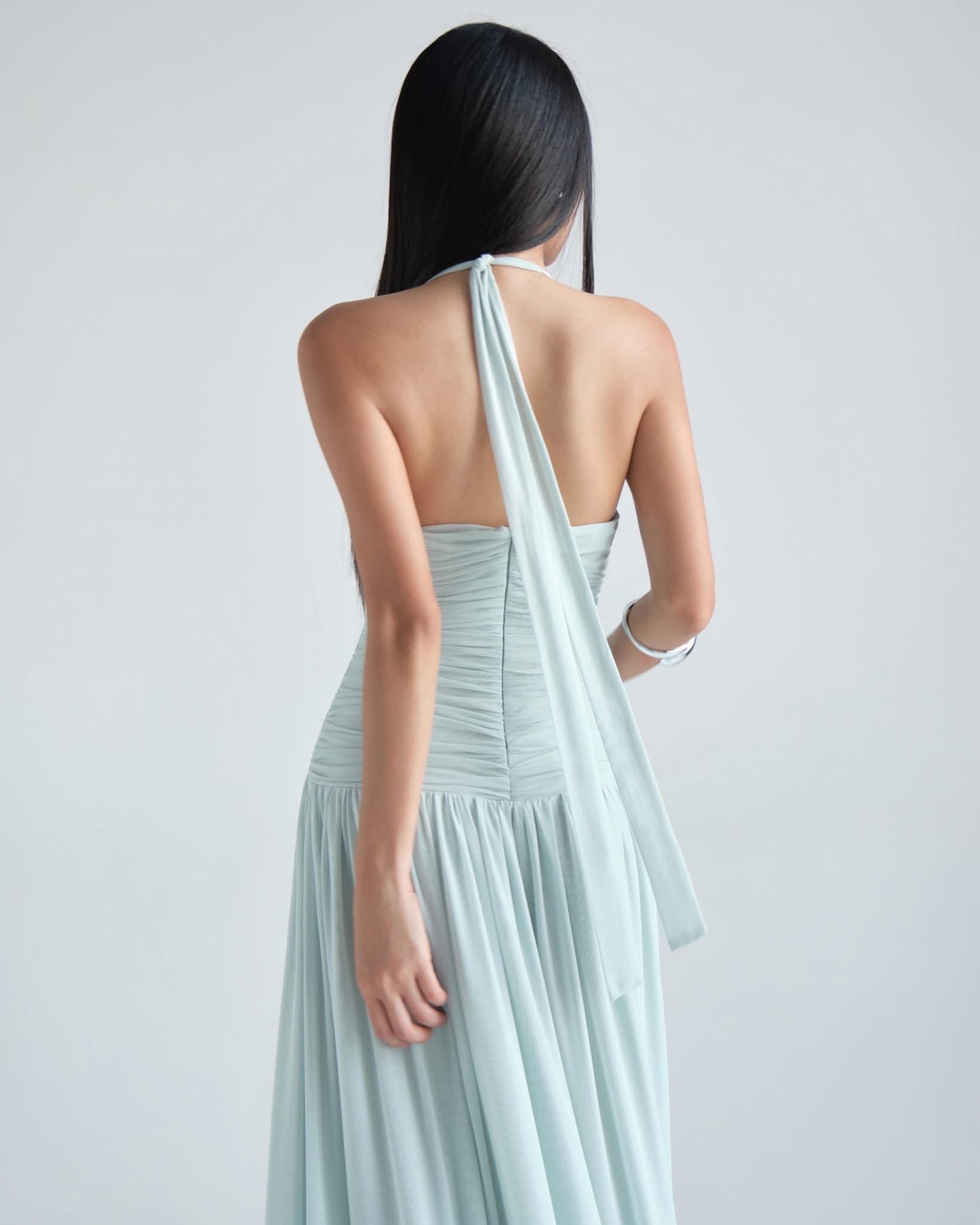 DELICIAE Blue Knit Posey Maxi Dress