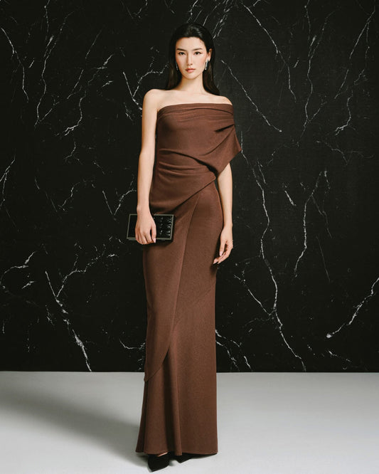 LANE JT Elegant Minimalist Brow Esme One-shoulder Top & Skirt