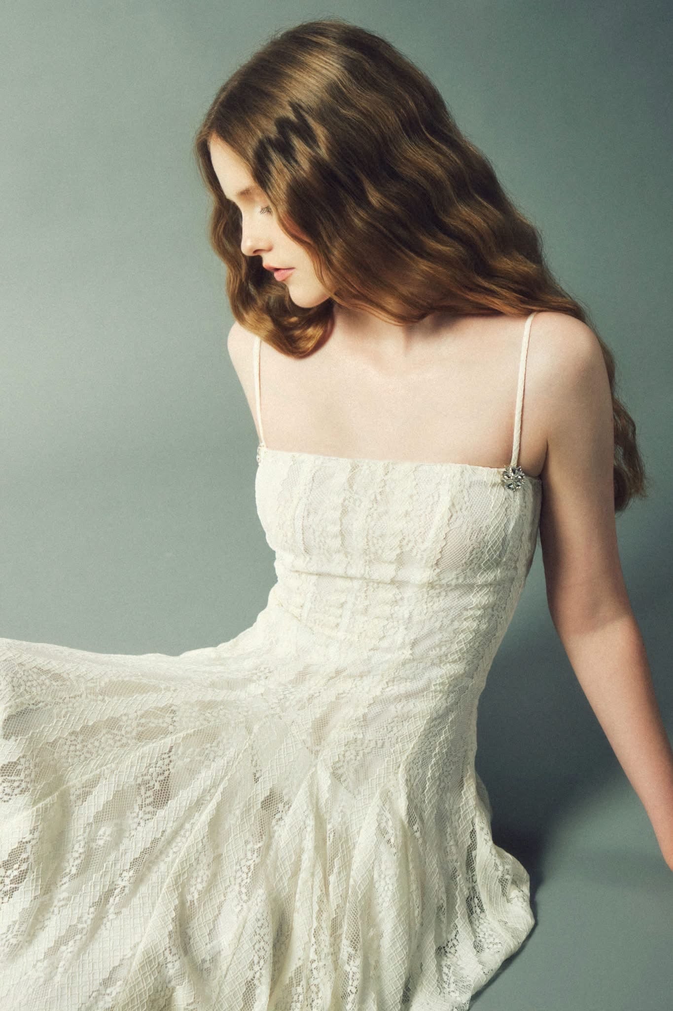 DELICIAE Cream Lace Lilah Maxi Dress