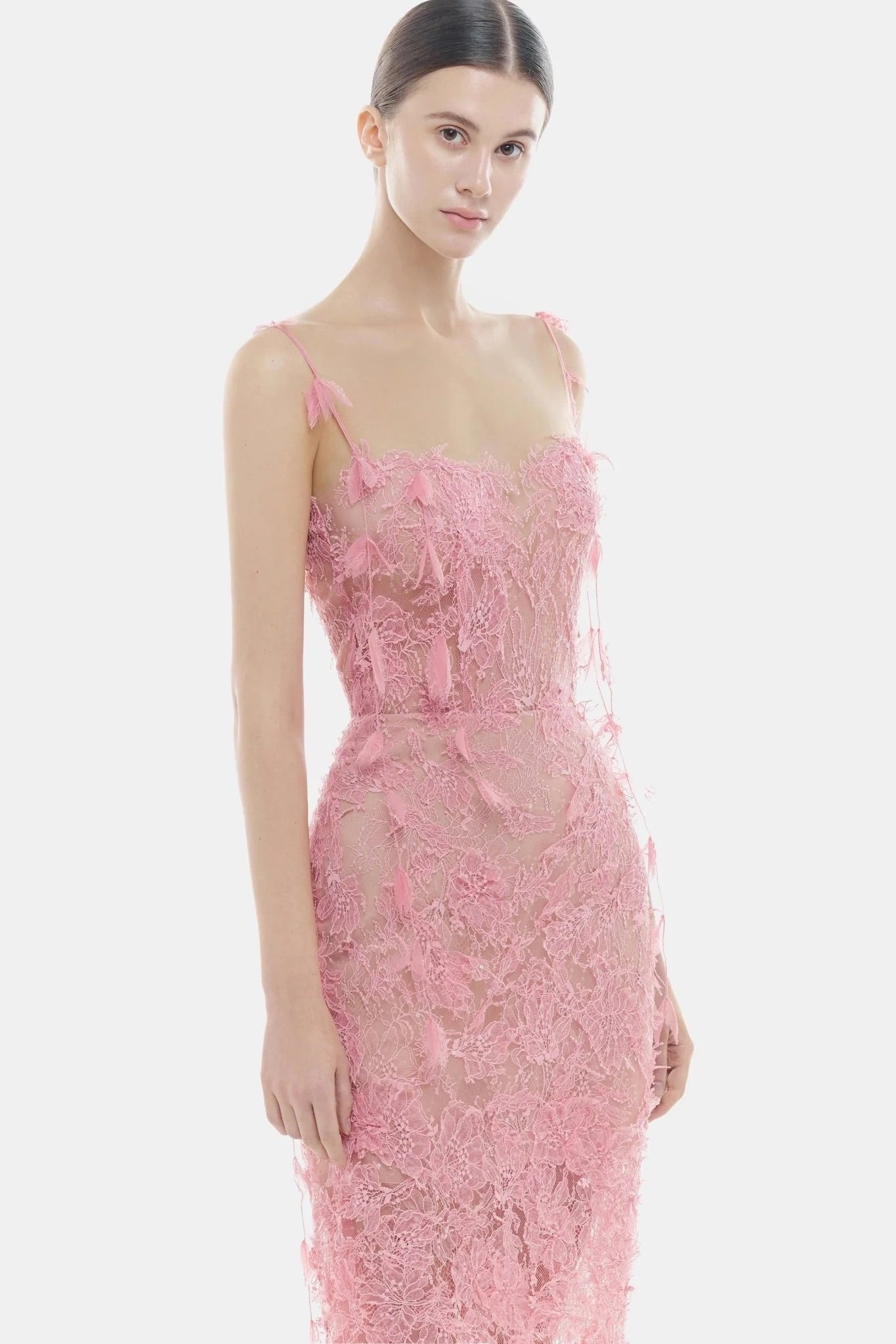 MONTSAND Blue Beaded Lace Pencil Dress