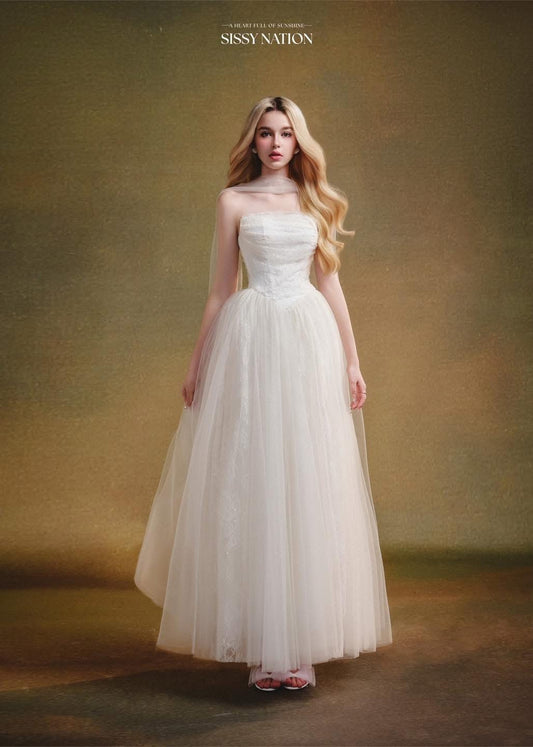 SISSY NATION White Elegant Amelia Corset Maxi Dress