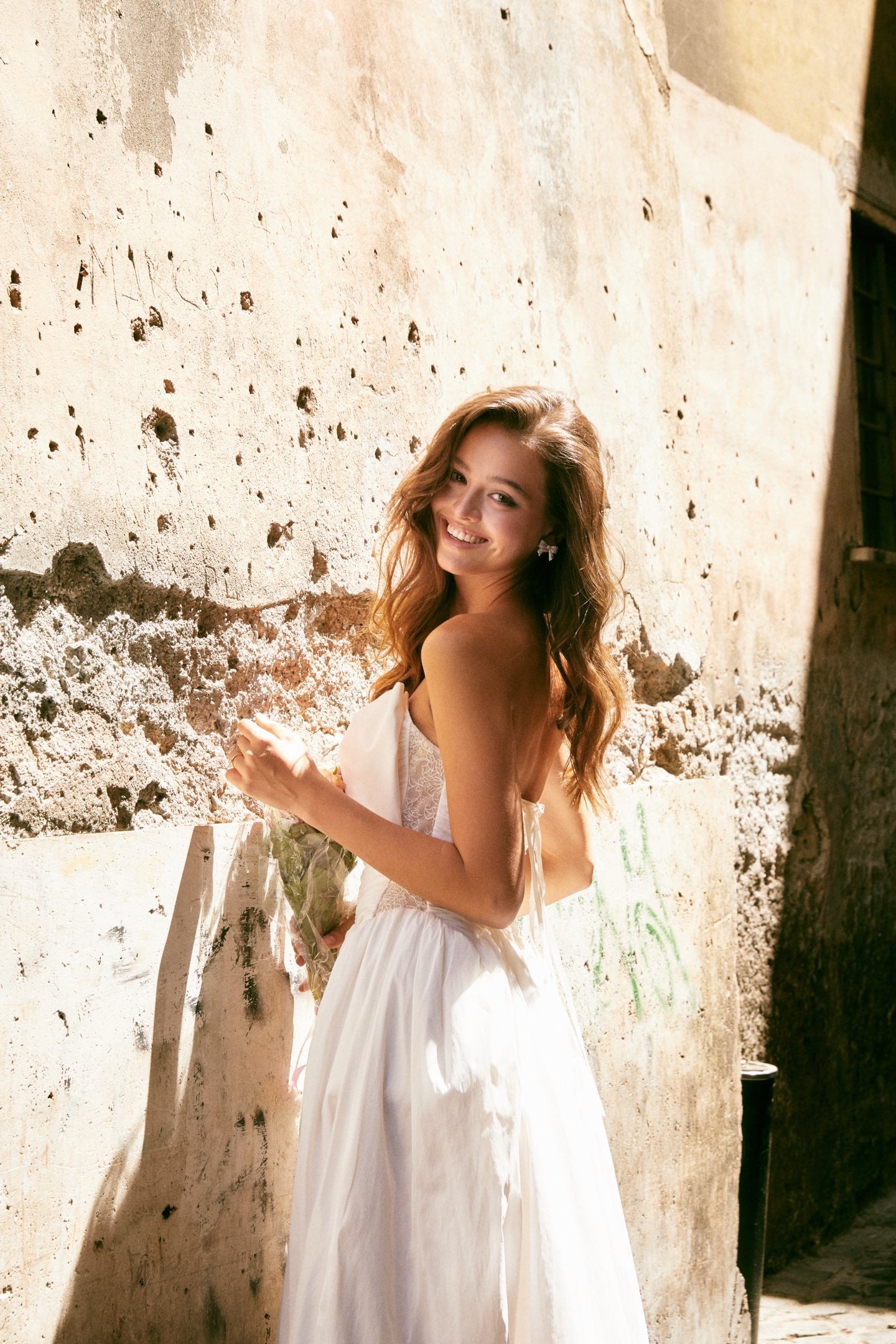 MINPURA Roman Bow Satin Midi Dress