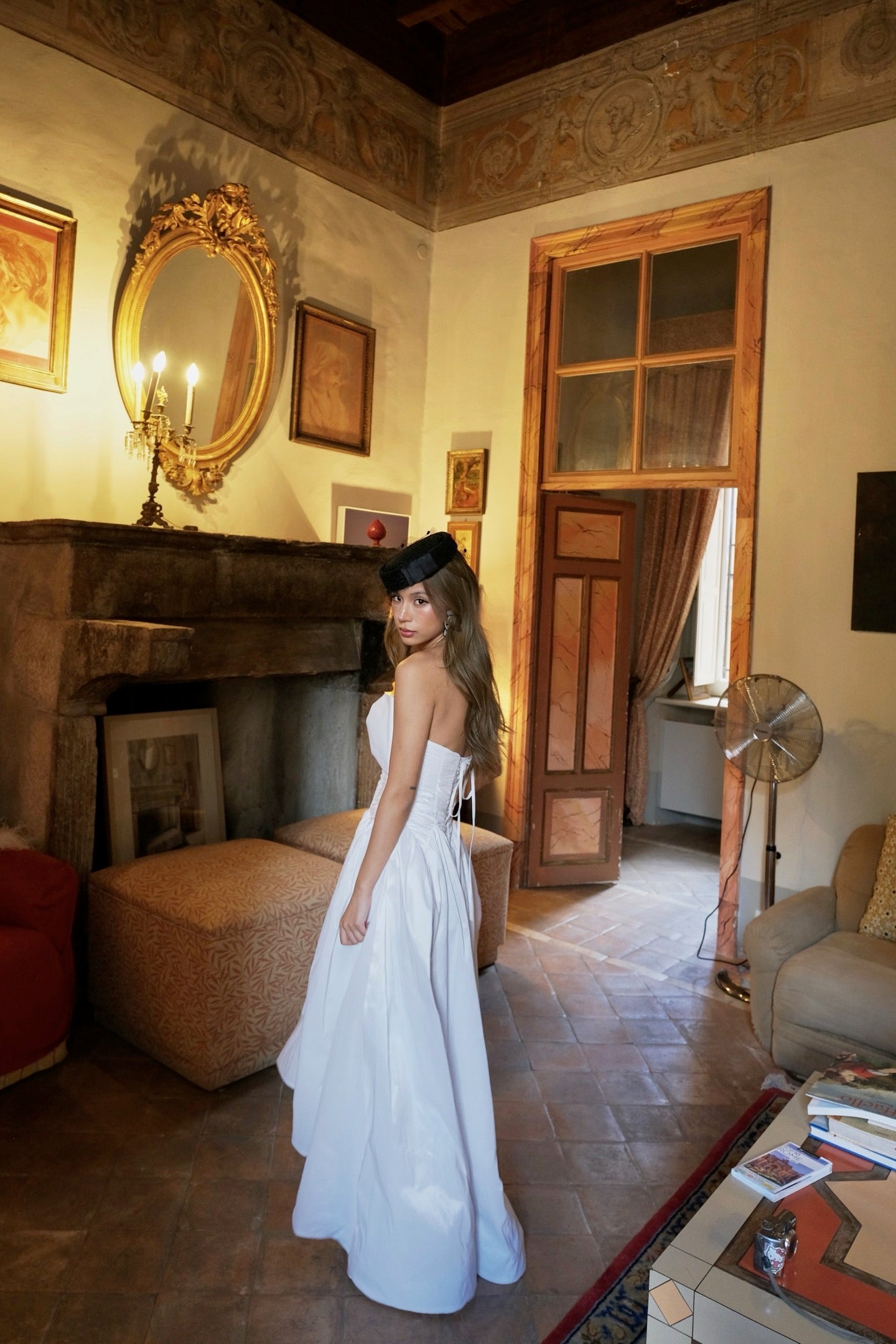 MINPURA Roman Bow Satin Midi Dress