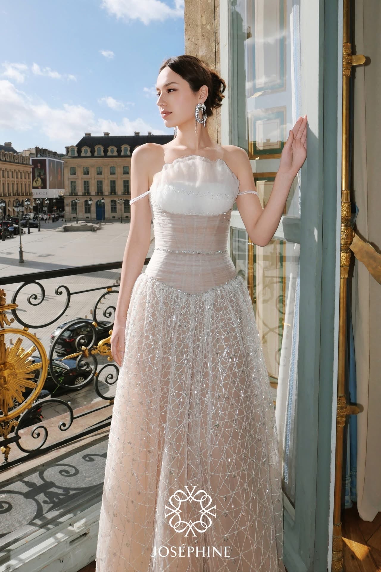 JOSEPHINE White Natlie Elegant Floral Maxi Dress