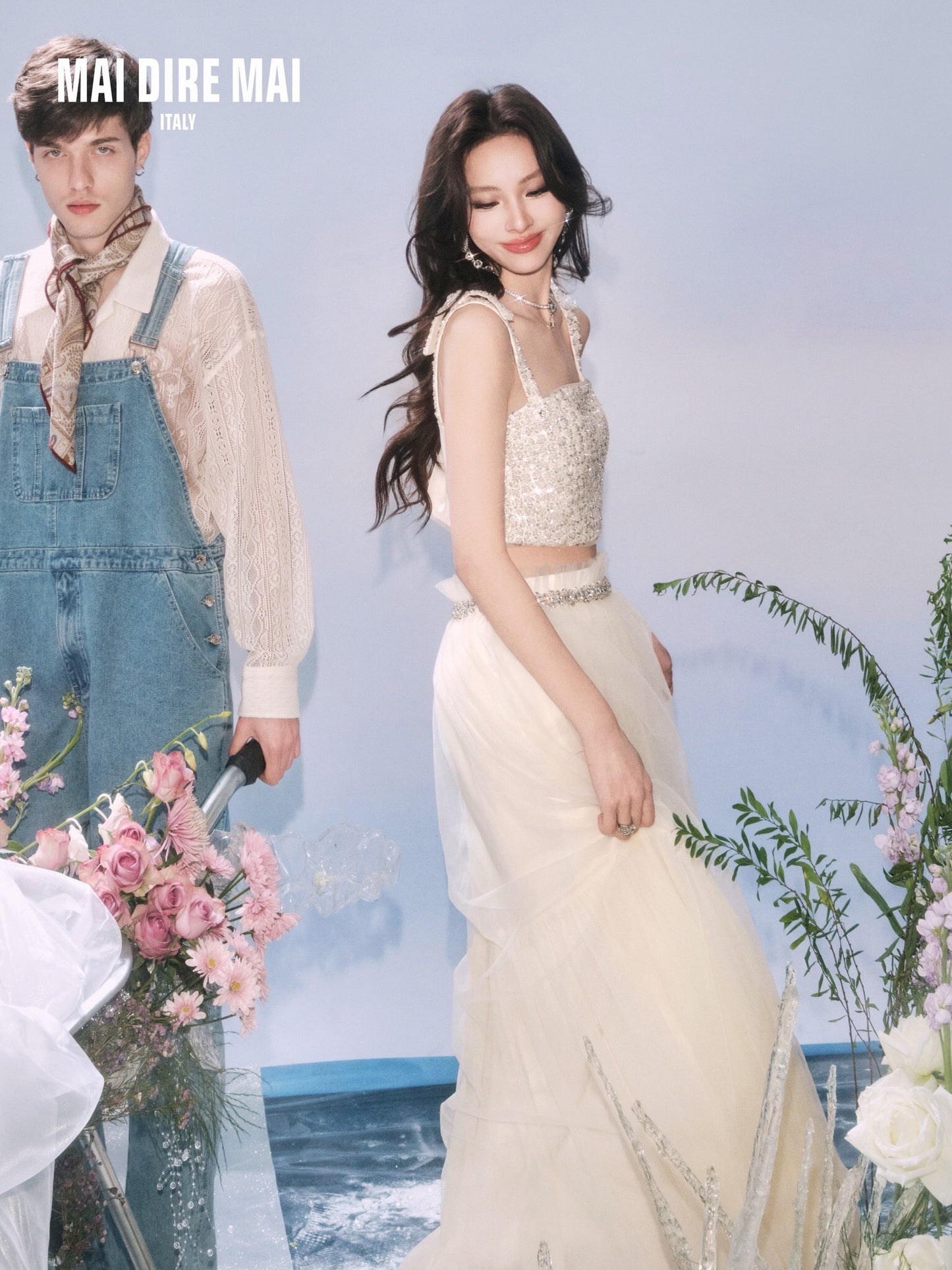 MAI DIRE MAI Cream Shining Top & Skirt