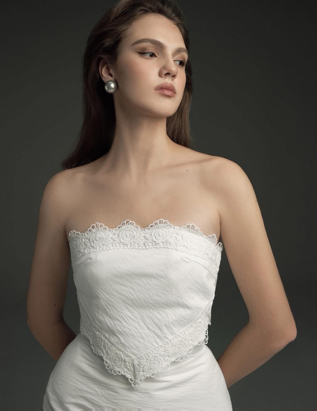 OIA STUDIOS White Sexy Vacation Porcelaine Mini Dress