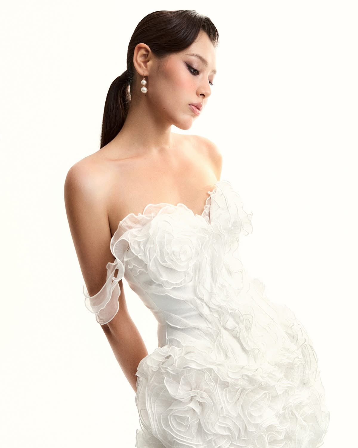 Musthave White Lace 3D Floral Top& Skirt
