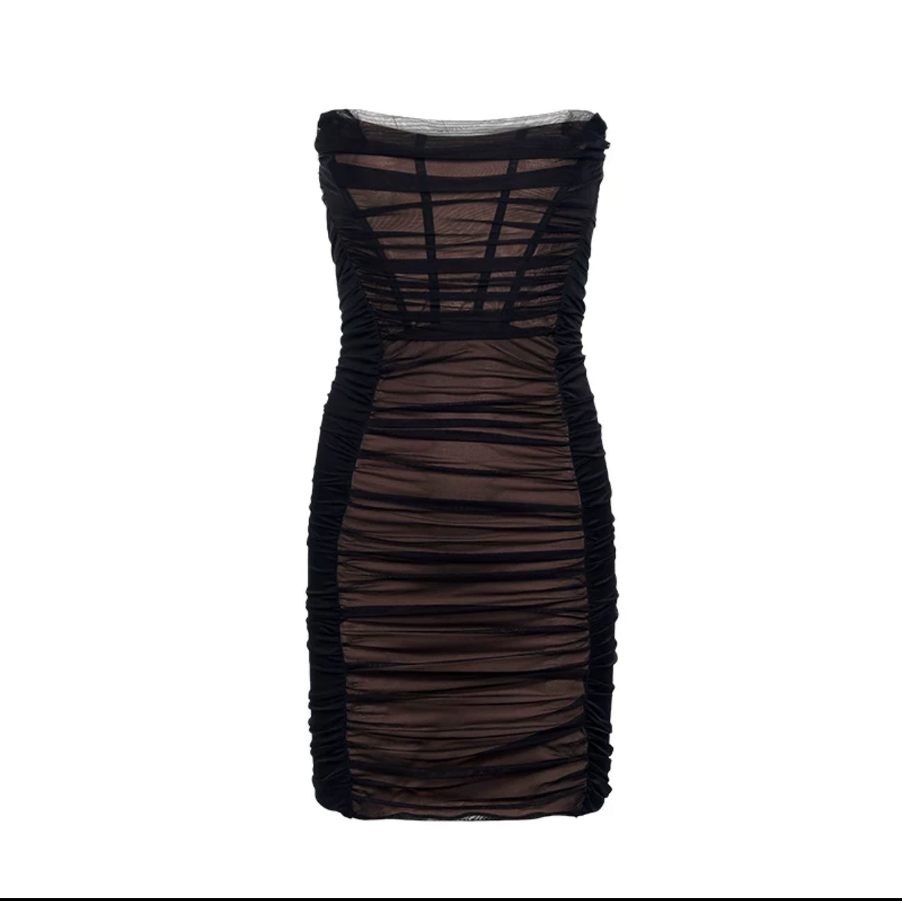 SHEERLUCK Black Mesh Sheath Mini Dress