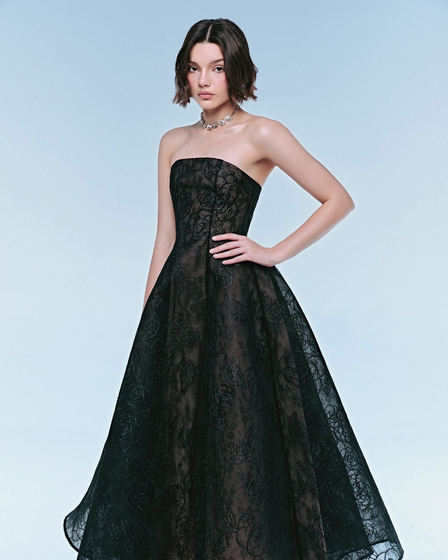 DELICIAE White Lace Alyssa Midi Dress